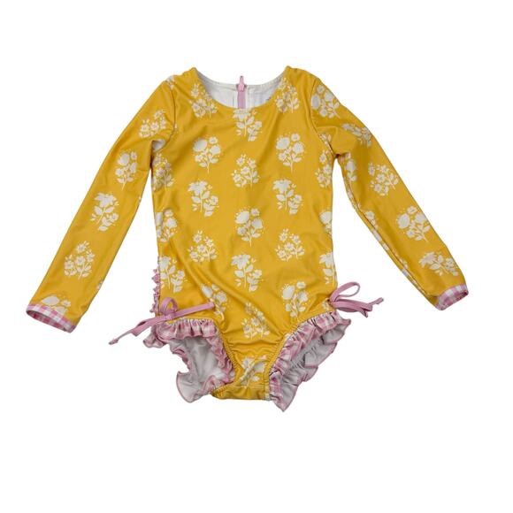 SweetHoney Floral Rash Guard Ruffle Swimsuit, size 3 - Picture 1 of 6